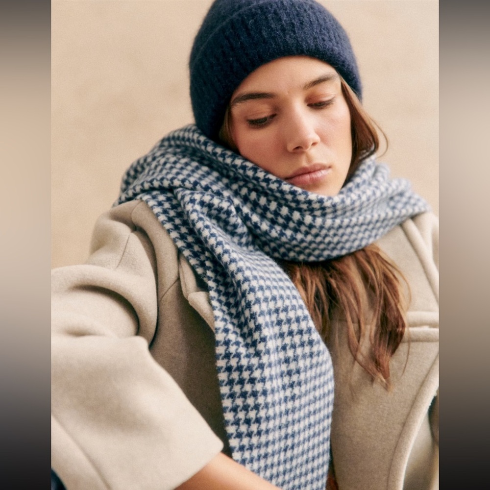 Sezane Seraphine Blue Houndstooth NWOT